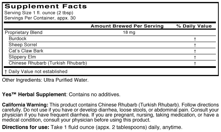 Herbal Liquid 31 oz Supplement Information